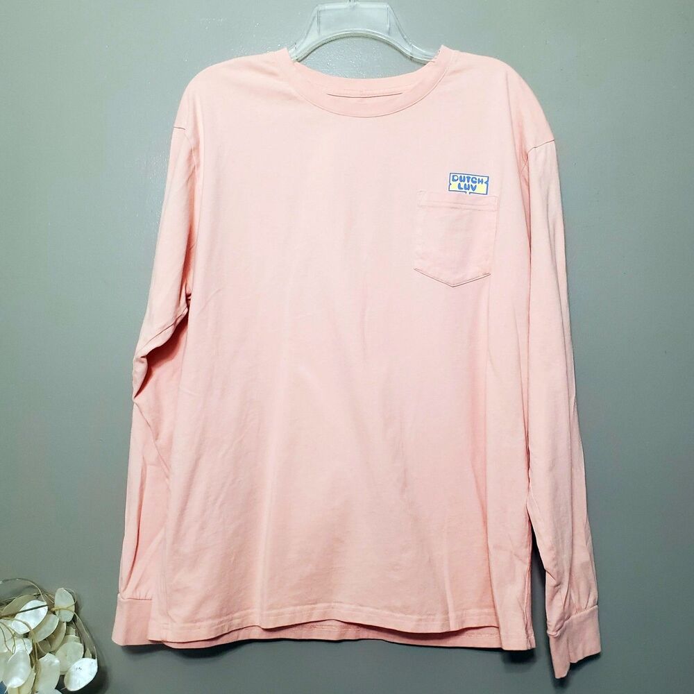 Dutch Bros T-Shirt Size Medium Pink Dutch Luv Long Sleeve Coffee Graphic Promo